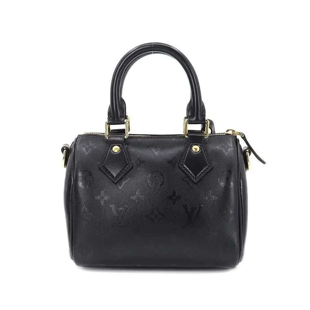 Louis Vuitton Speedy BB Empreinte Leather Chain Shoulder Bag Black